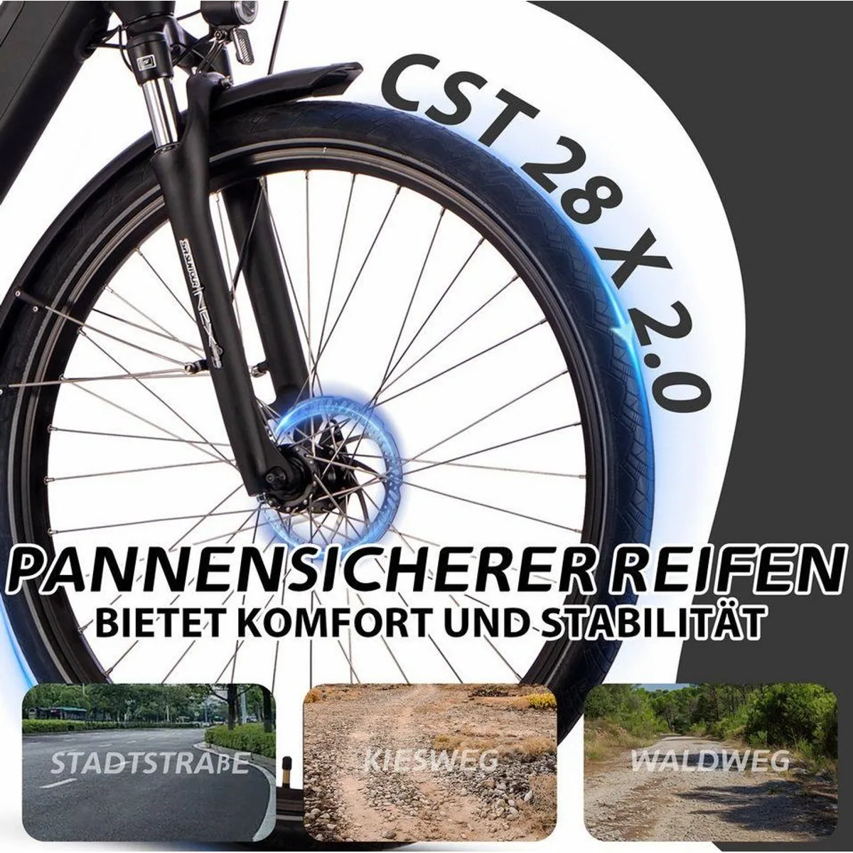 SAXXX E-Bike Trekkingrad 28 Zoll, kraftvoller Mittelmotor, 10 Gang SHIMANO Deore — 100 km Reichweite, hydraulische Bremsen 3