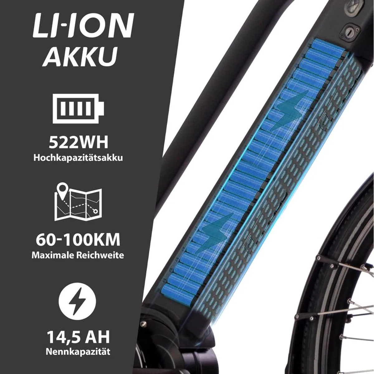 SAXXX E-Bike Trekkingrad 28 Zoll, kraftvoller Mittelmotor, 10 Gang SHIMANO Deore — 100 km Reichweite, hydraulische Bremsen 4