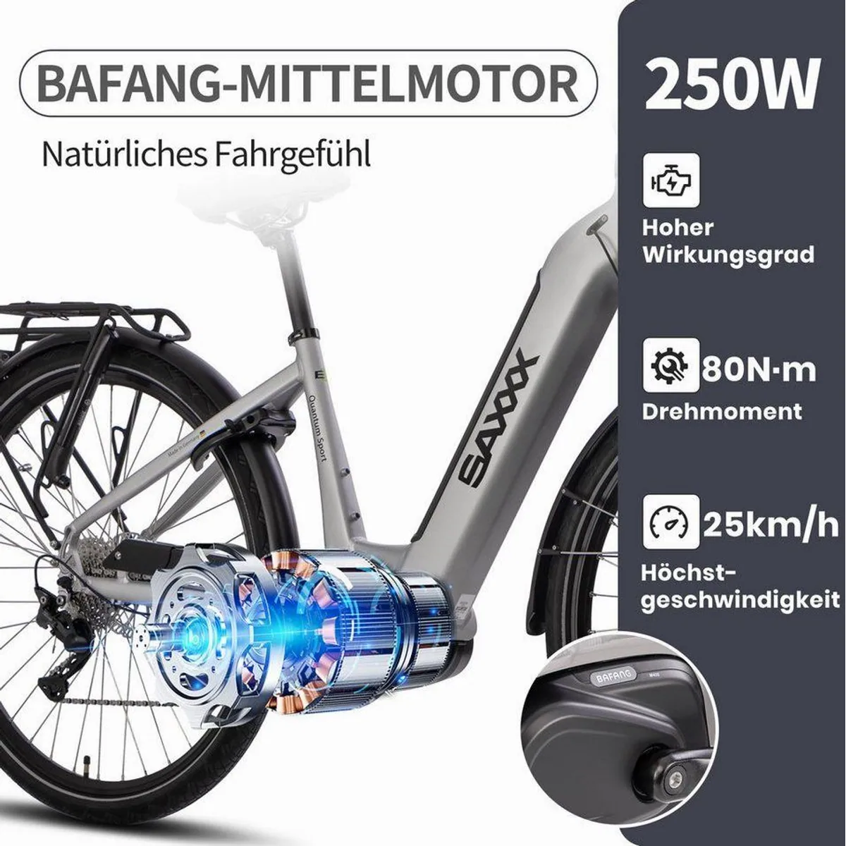 SAXXX E-Bike Trekkingrad QSW 28 Zoll, flexibler Einsatz, kraftvoller Antrieb, hoher Komfort 3