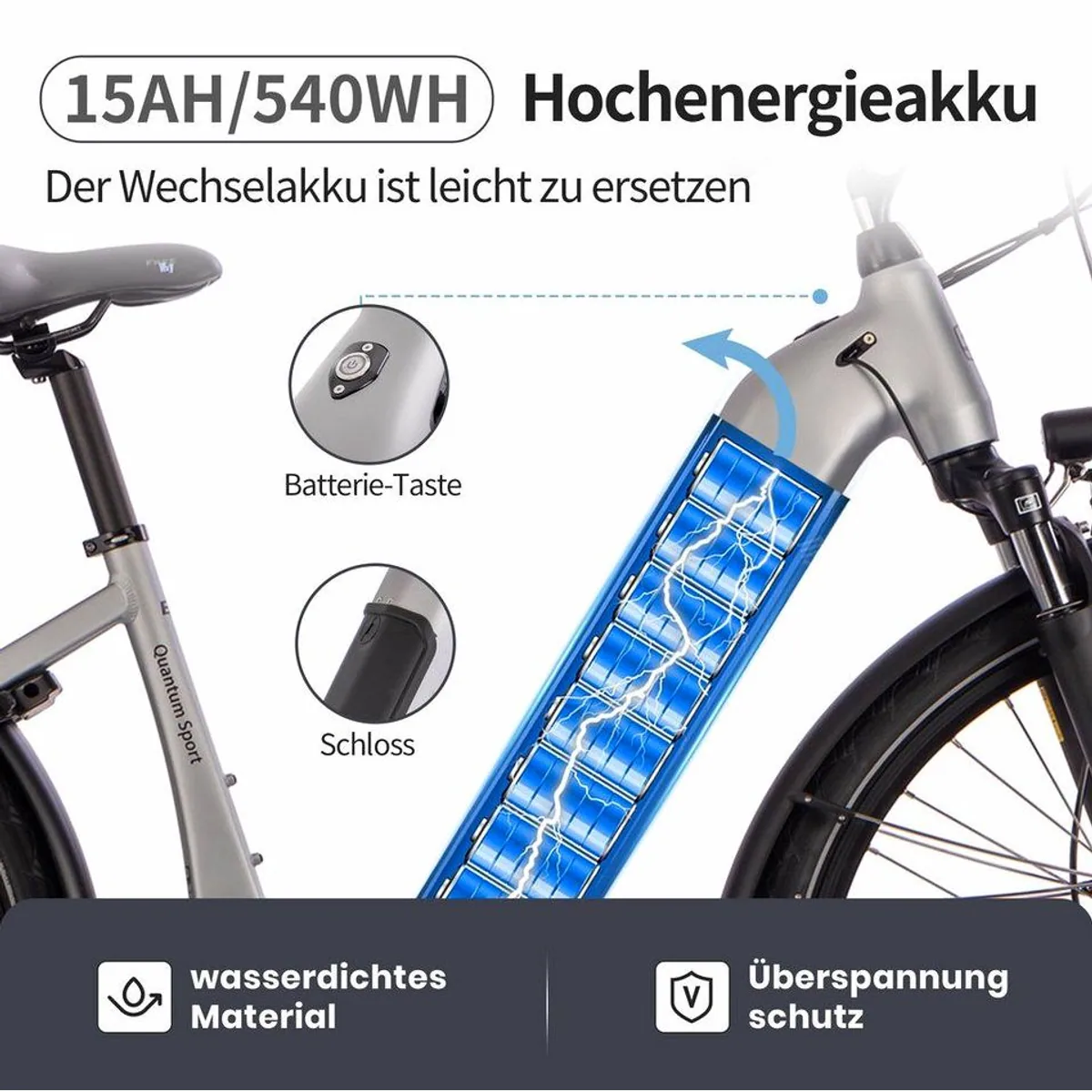 SAXXX E-Bike Trekkingrad 28 Zoll, kraftvoller Mittelmotor, 100 km Reichweite, hydraulische Scheibenbremsen 3