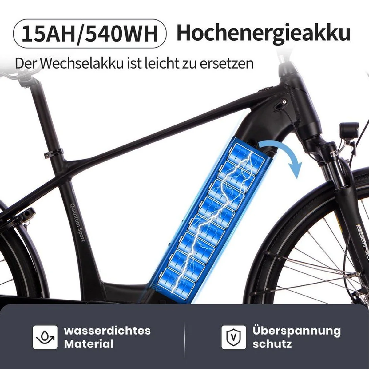 SAXXX E-Bike Trekkingrad 28 Zoll, kraftvoller 250W Mittelmotor, 540Wh Akku, hydraulische Scheibenbremsen 3