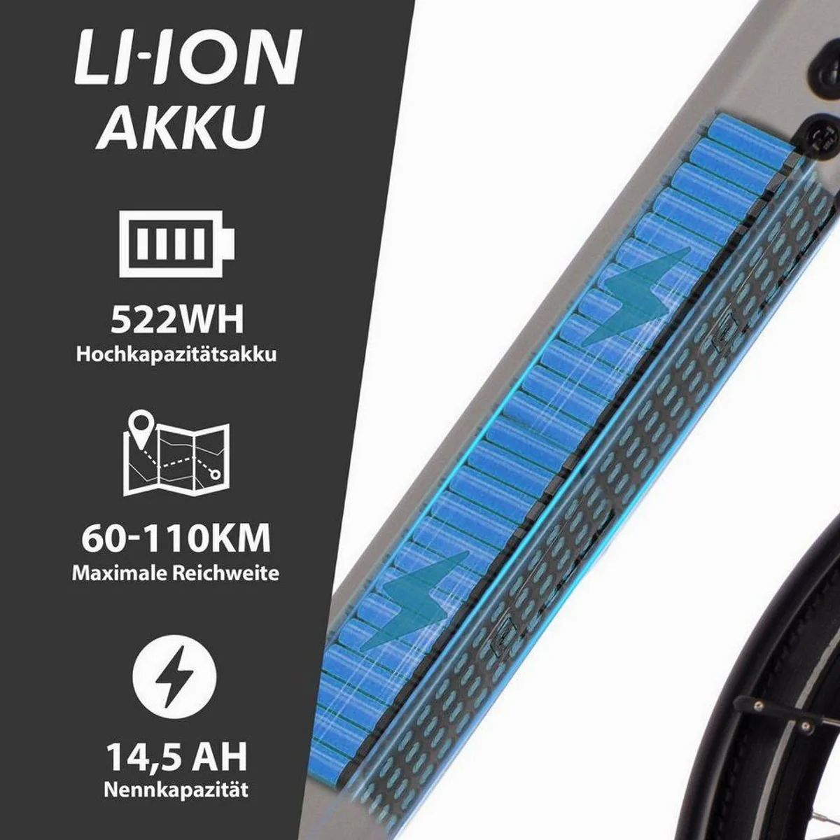 SAXXX E-Bike Trekkingrad 28'', 522Wh, 25km/h, 5 Modi, SHIMANO Deore 3