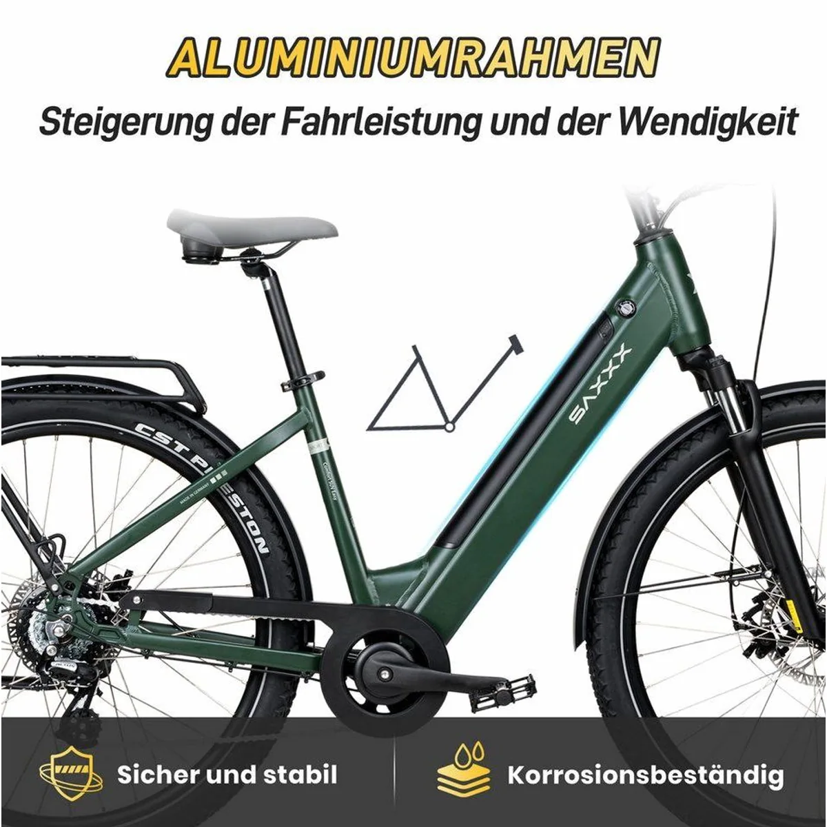 SAXXX E-Bike Cityrad 28", 250W Hinterradmotor, 468Wh Akku, 7-Gang SHIMANO Schaltung 5