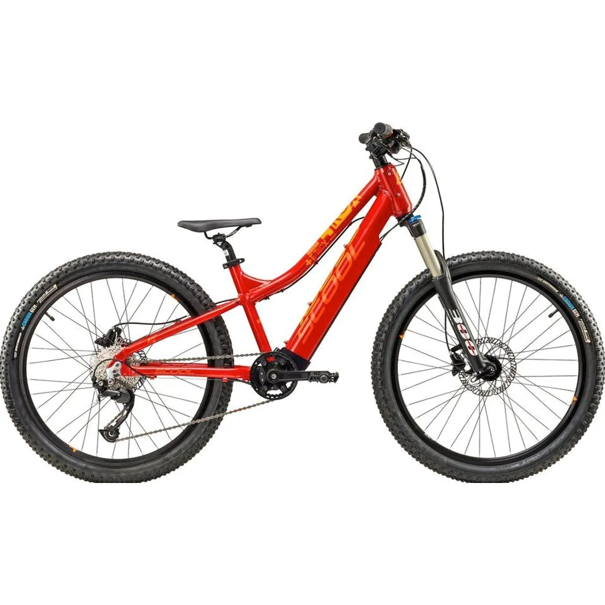 S’COOL e-troX race 24-9S, 9-Gang Shimano, Heckmotor, 252 Wh Leistung