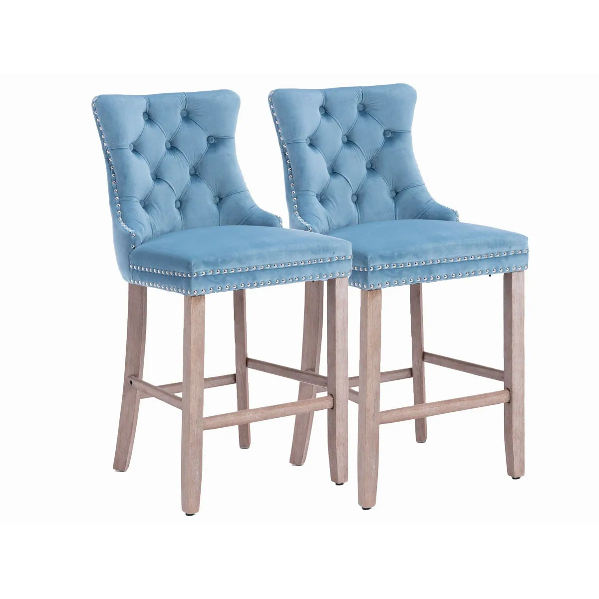 SeedWave Barhocker, 2er-Set Samt mit Rückenlehne, Elegantes Design & Hoher Komfort