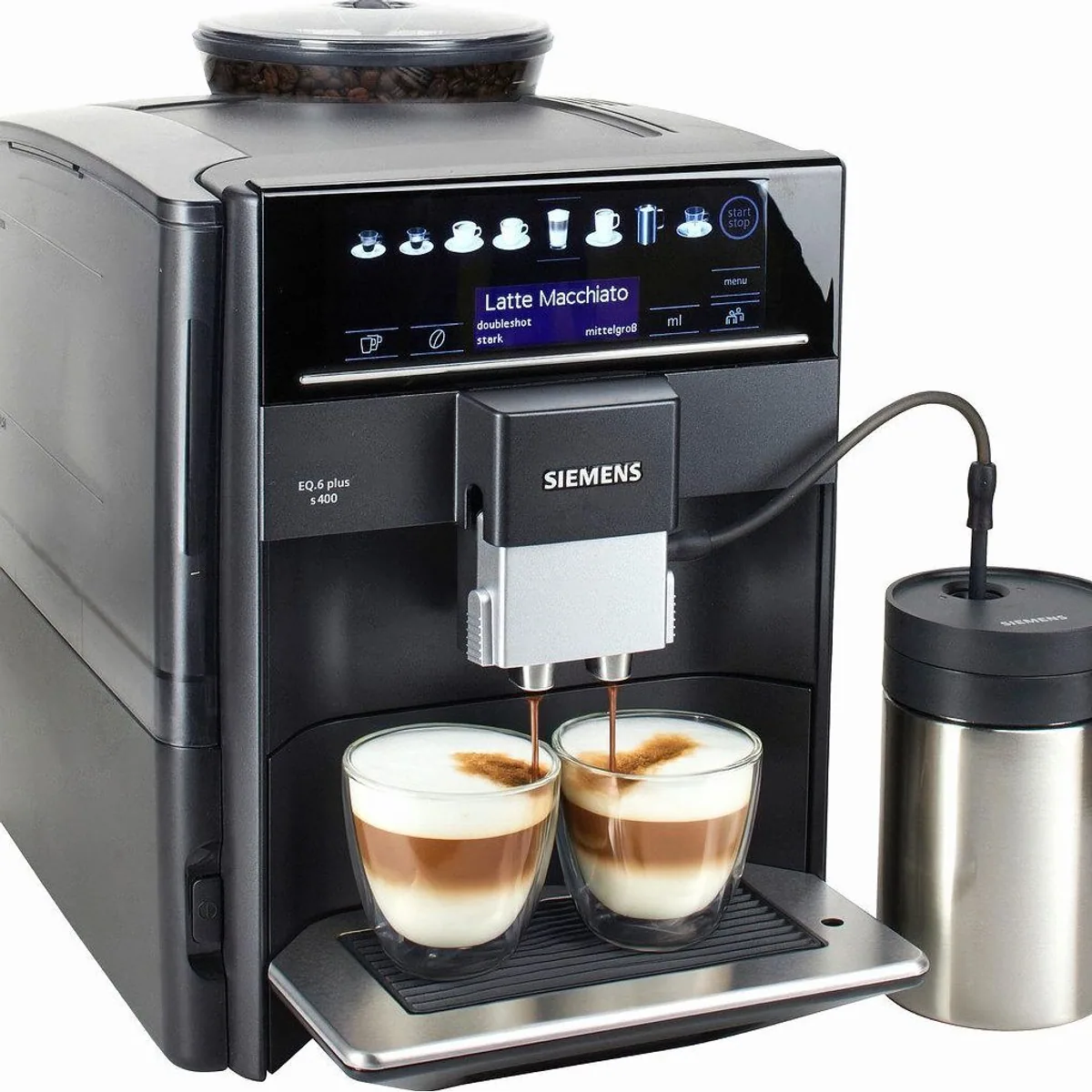 SIEMENS EQ6 plus s400, Doppeltassenfunktion, Keramikmahlwerk, einfache Bedienung