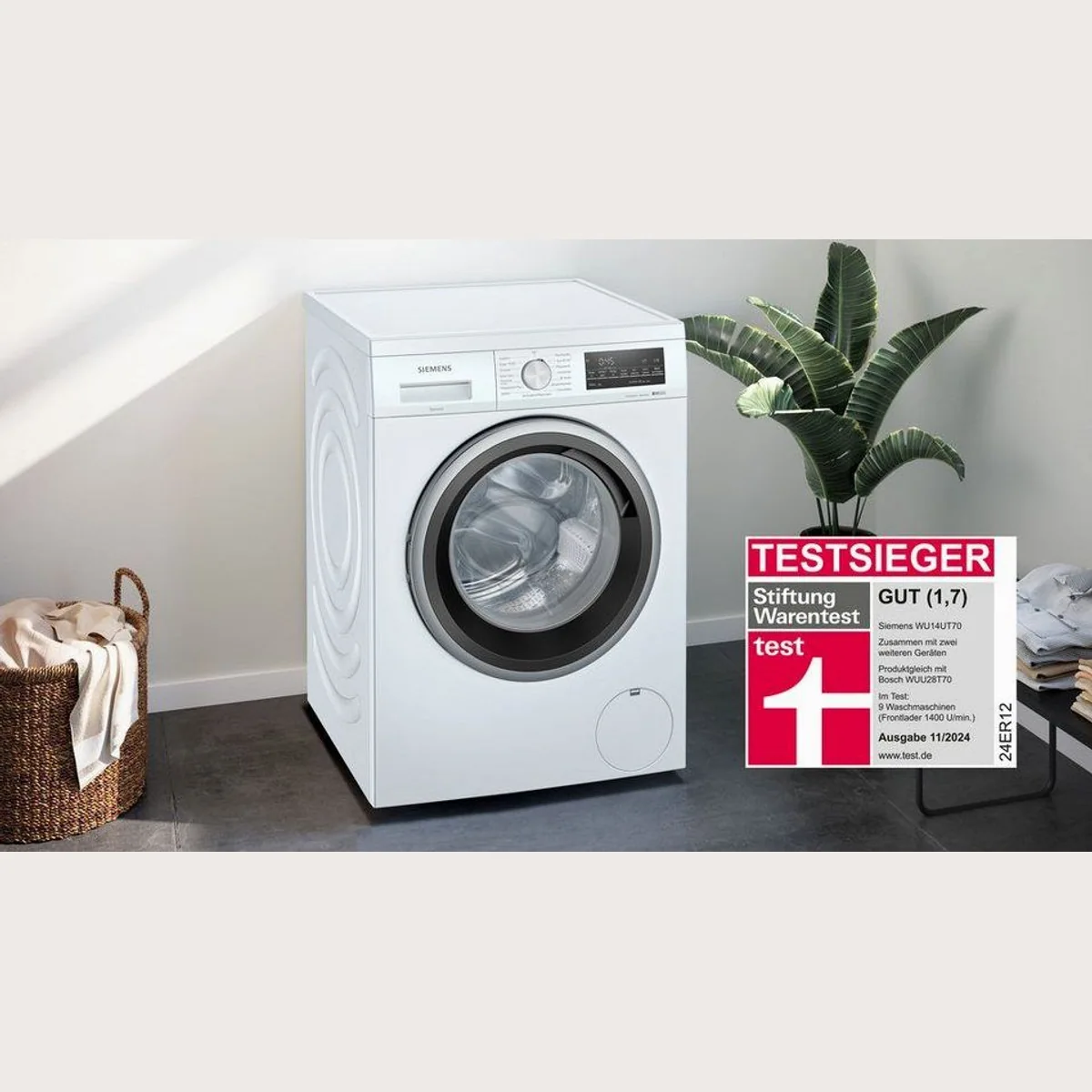 SIEMENS WU14UT70 Waschmaschine, 8 kg, 1400 U/min, unterbaufähig 2