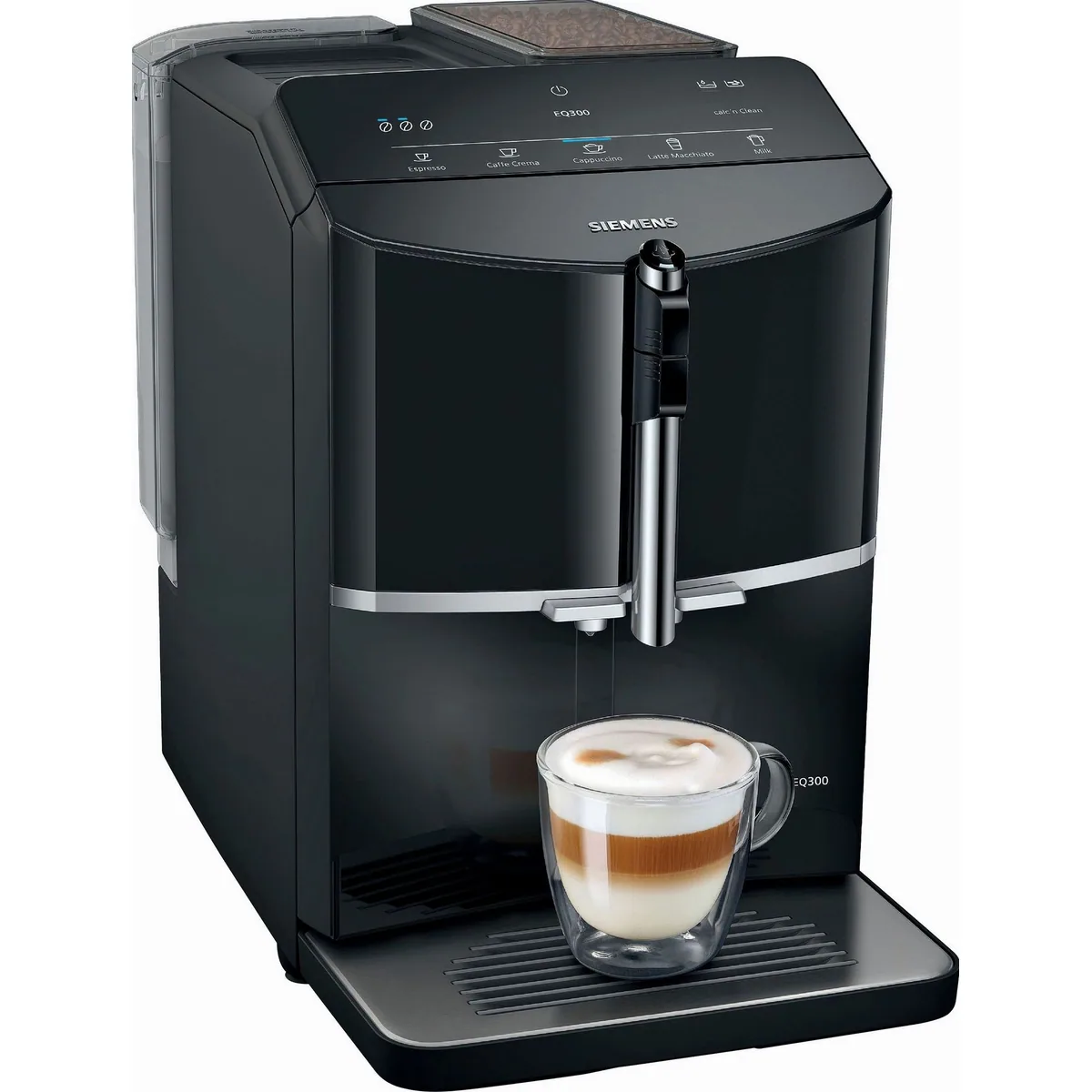 SIEMENS EQ.300 TF301E19 Kaffeevollautomat, OneTouch-Funktion, Keramikmahlwerk, elegantes Design