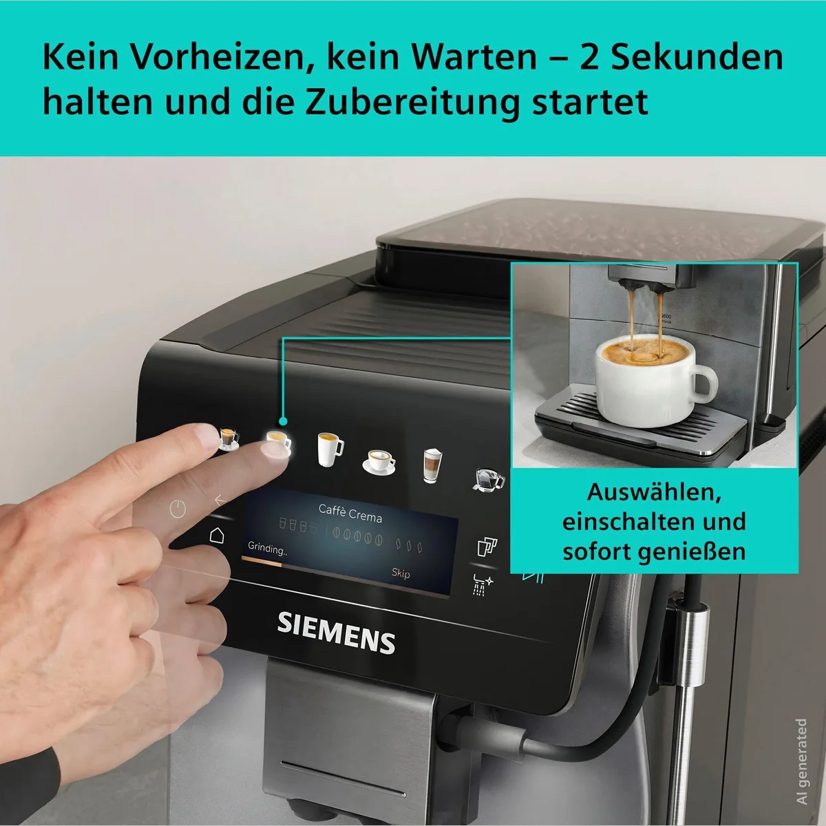 SIEMENS EQ600 TP603E07 Kaffeevollautomat, 6 Getränke, XL-Getränke bis 480ml 3
