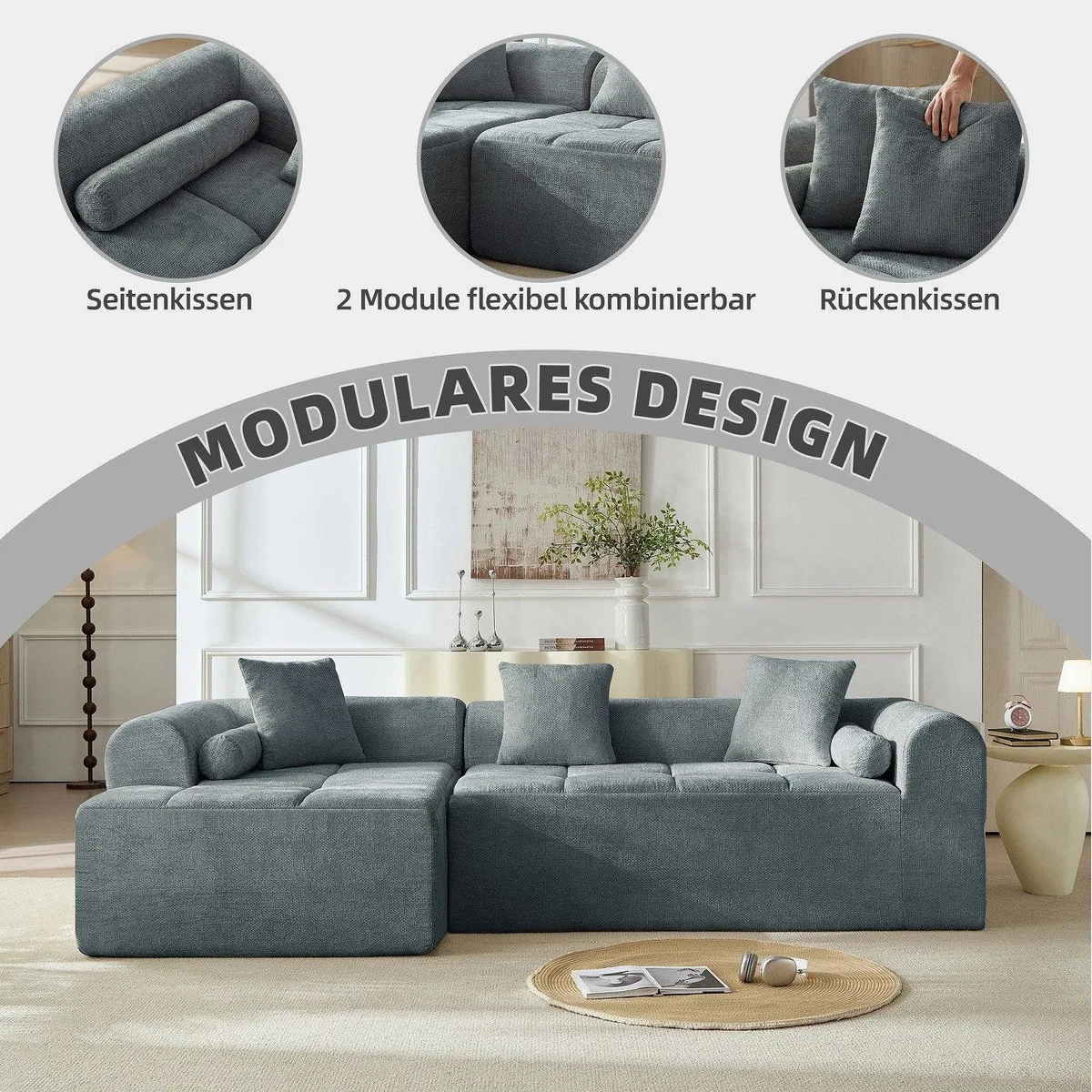 Sinaopus Ecksofa Modulsofa, flexible Wohnlandschaft mit tiefer Sitzfläche 3