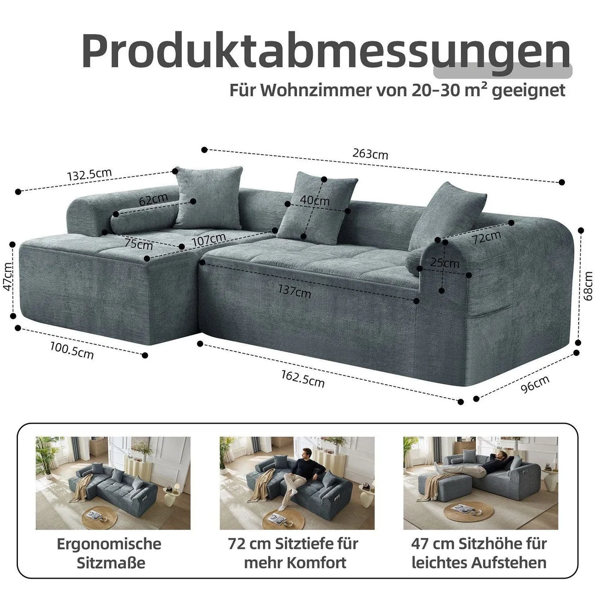 Sinaopus Ecksofa Modulsofa, flexible Wohnlandschaft mit tiefer Sitzfläche 4