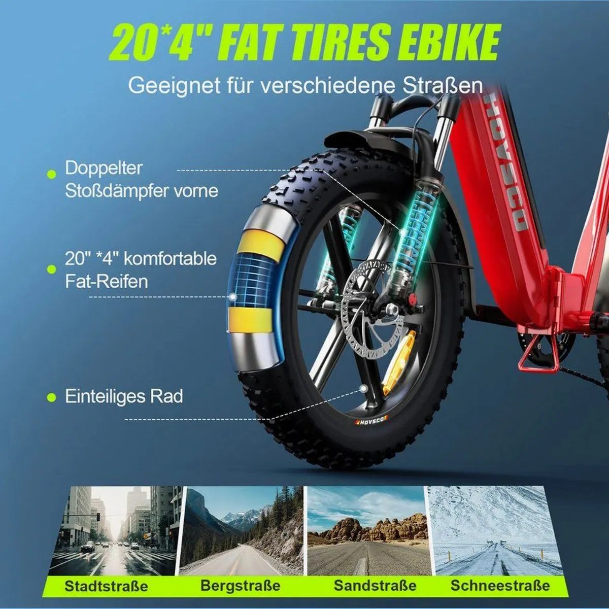 SISIGAD Klapprad 20'' E-Bike, 250W Motor, herausnehmbarer Akku, kompakt faltbar 3