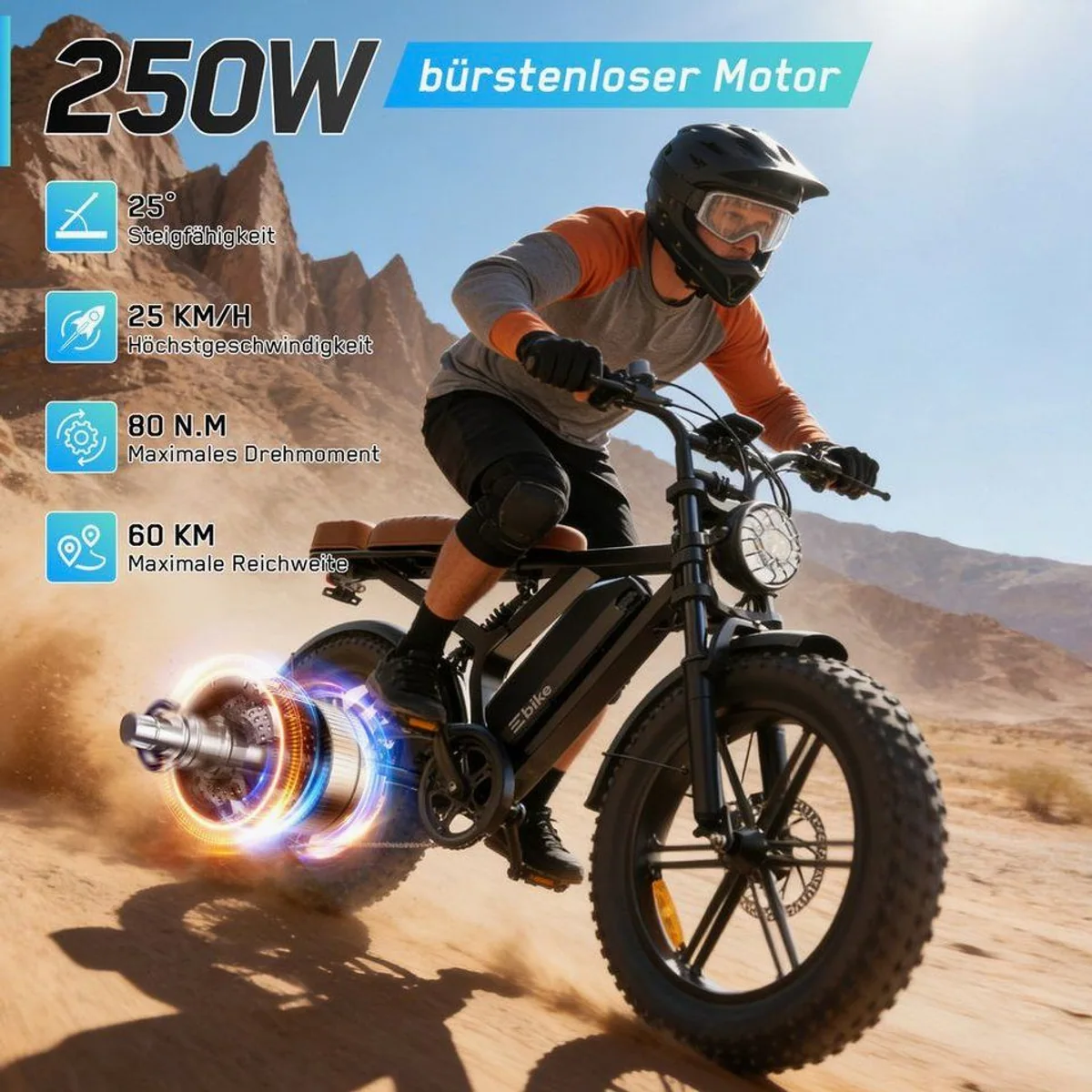 SISIGAD X6 E-Bike Mountainbike 20'', 48V Akku, 60 km Reichweite 2