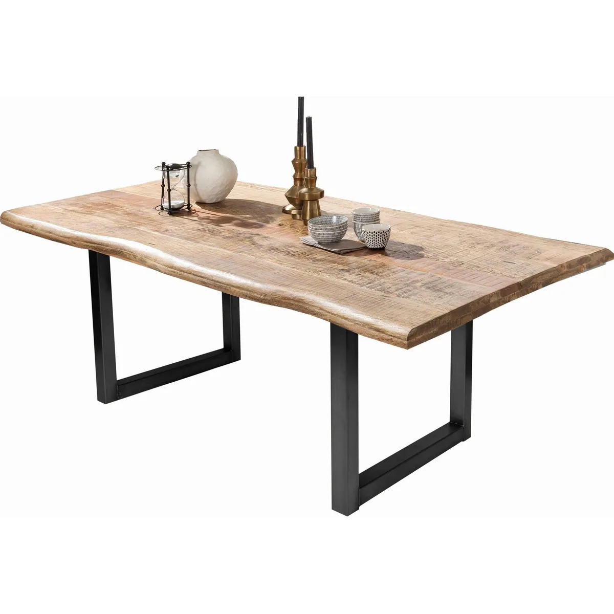 SIT Baumkantentisch Dijon Mango Esstisch, robustes Metallgestell, individuelles Massivholz