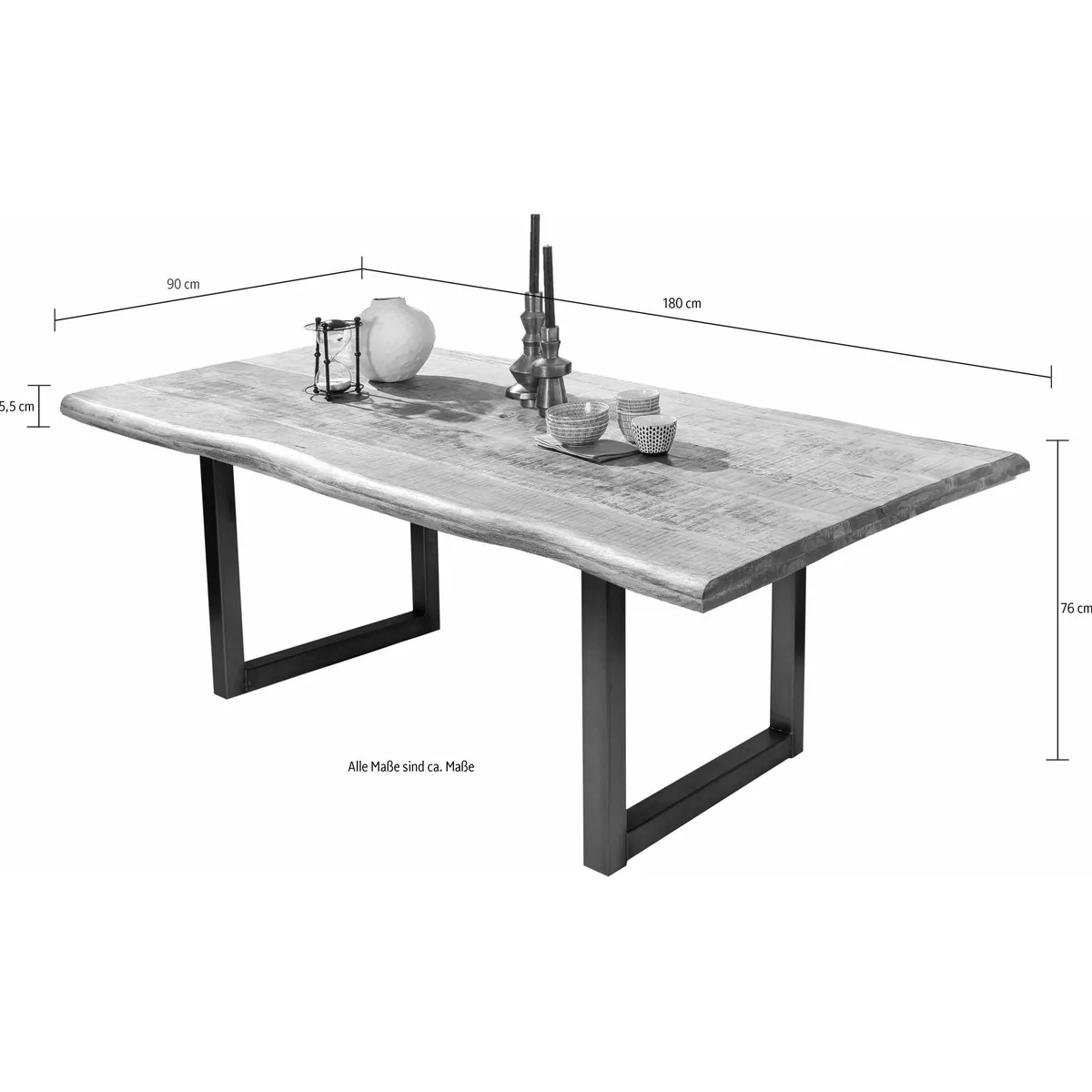 SIT Baumkantentisch Dijon Mango Esstisch, robustes Metallgestell, individuelles Massivholz 5