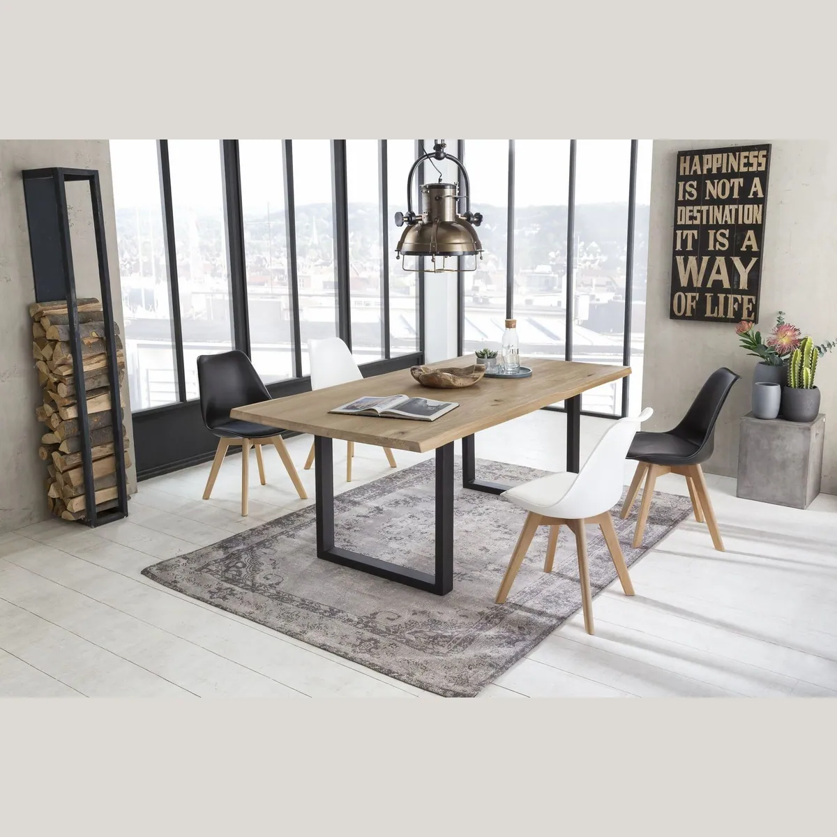 SIT Esstisch Riad Wildeiche, moderne Baumkante & U-Form Gestell