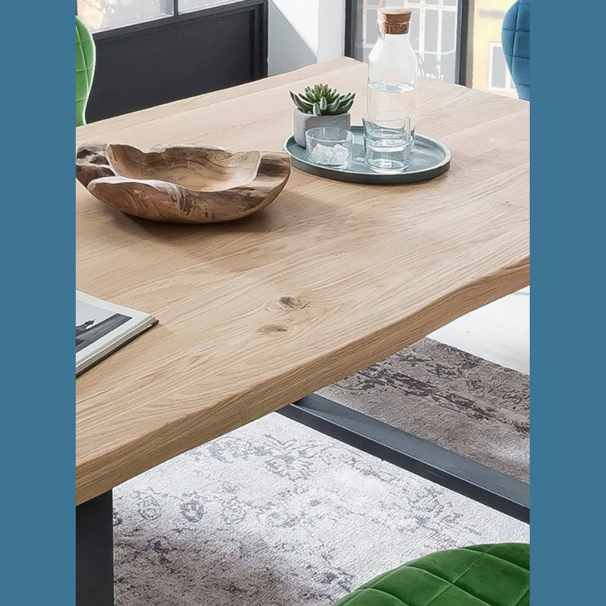 SIT Esstisch Riad Wildeiche, moderne Baumkante & U-Form Gestell 4