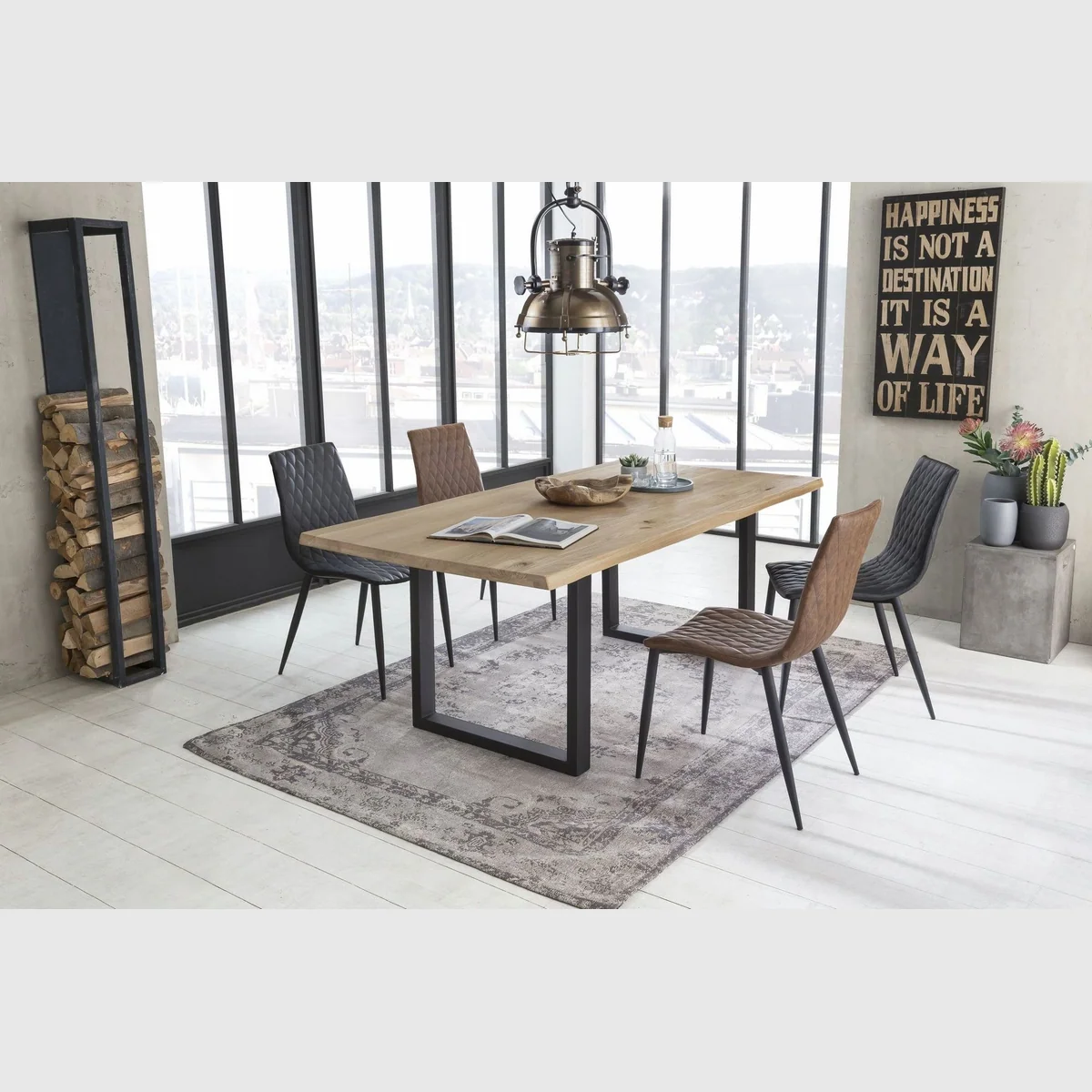SIT Esstisch Riad Wildeiche, moderne Baumkante & U-Form Gestell 5