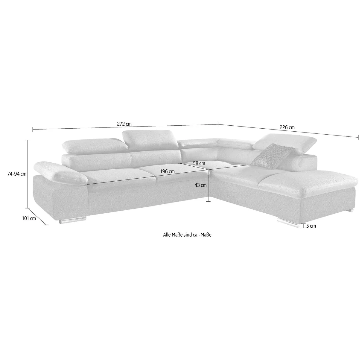 sit&more Ecksofa Alcudia L-Form, Arm- und Kopfteilverstellung, komfortabel und vielseitig 4
