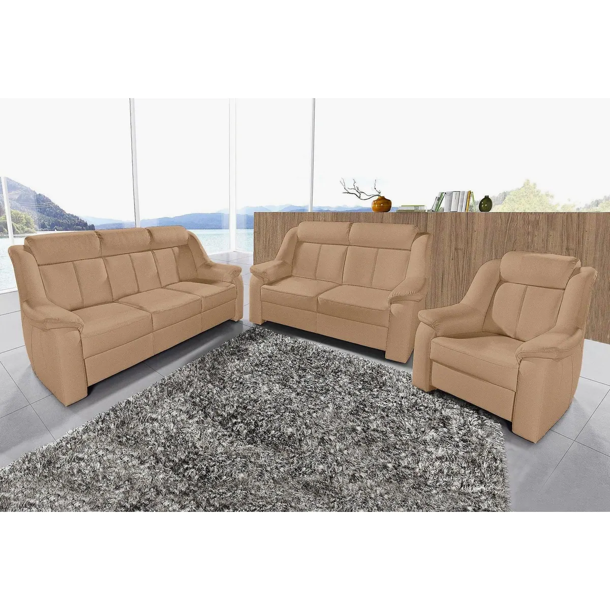 sit&more Polstergarnitur Basel, 3-Sitzer, 2-Sitzer und Sessel, individueller Komfort