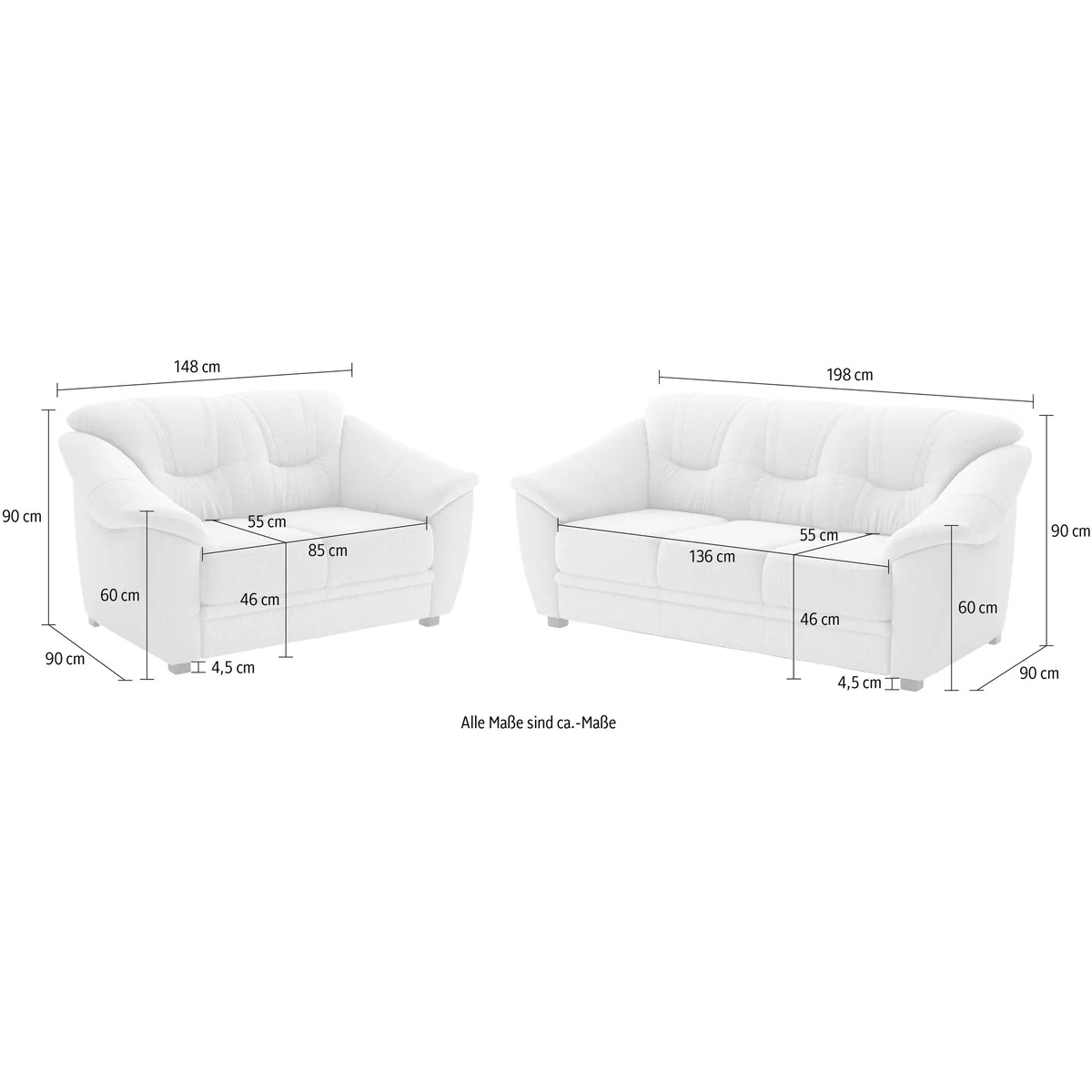 sit&more Polstergarnitur Savona, 2- & 3er-Sofa, modernes Design, komfortable Federkern-Polsterung 3
