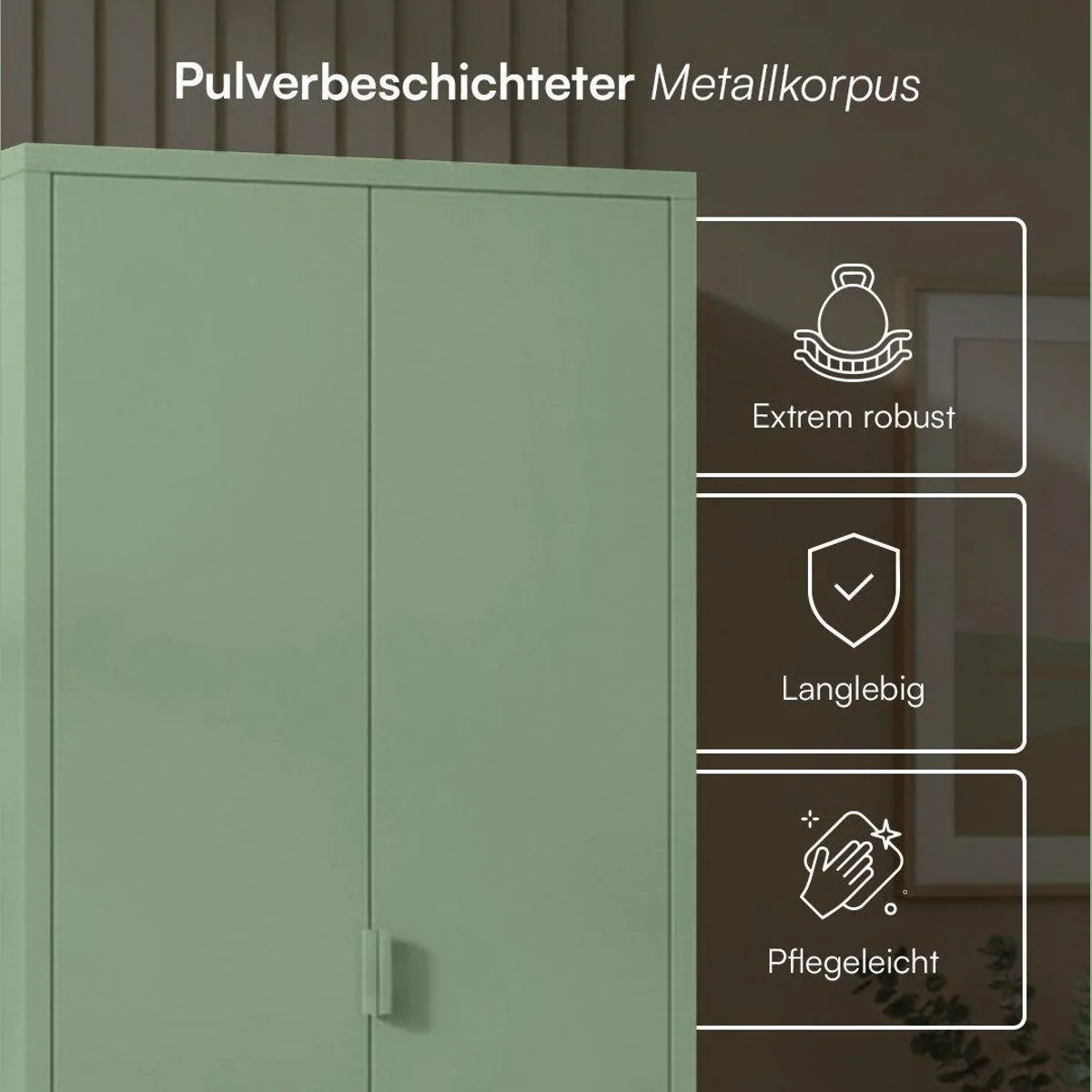 skølm Kleiderschrank Ituri aus Metall, stabil und modern mit 6 Fächern und 2 Kleiderstangen 4