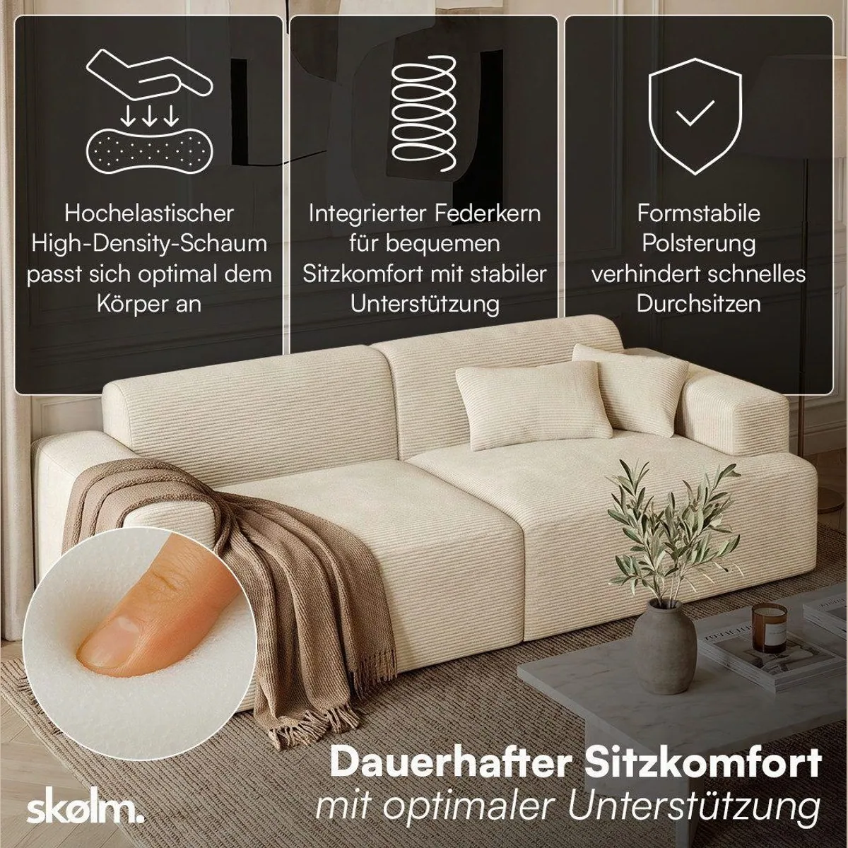 skølm Sofa Freki, komfortabel, pflegeleicht, mit 2 Kissen 2