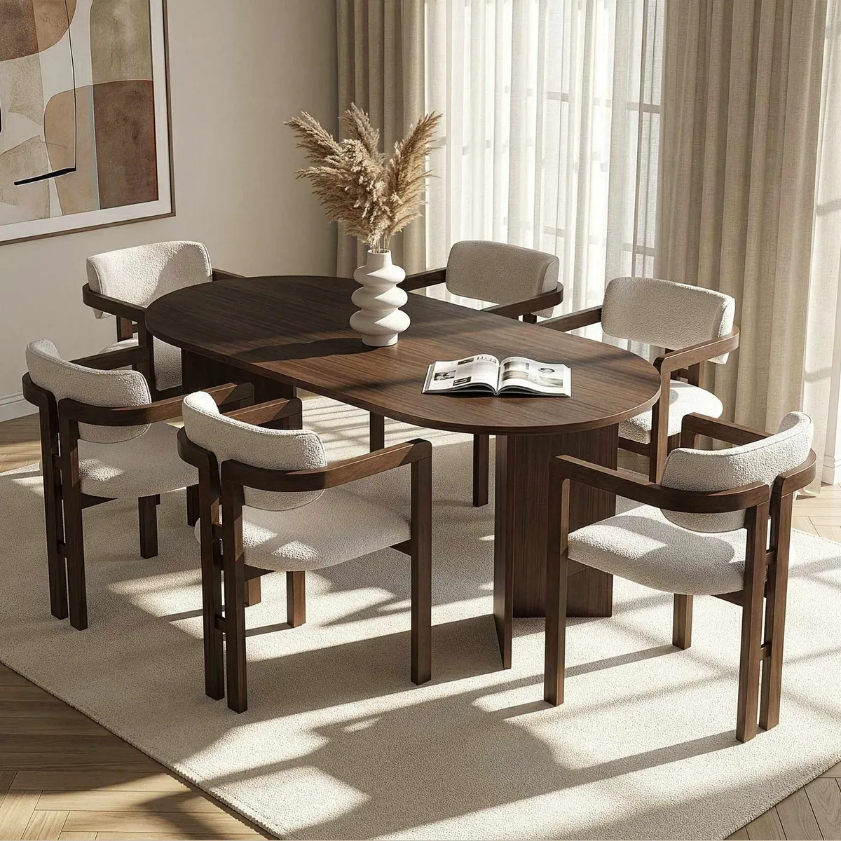 Skye Decor Essgruppe Sablin Modern Set, stilvolles 7-teiliges Set mit Tisch und 6 Stühlen 2