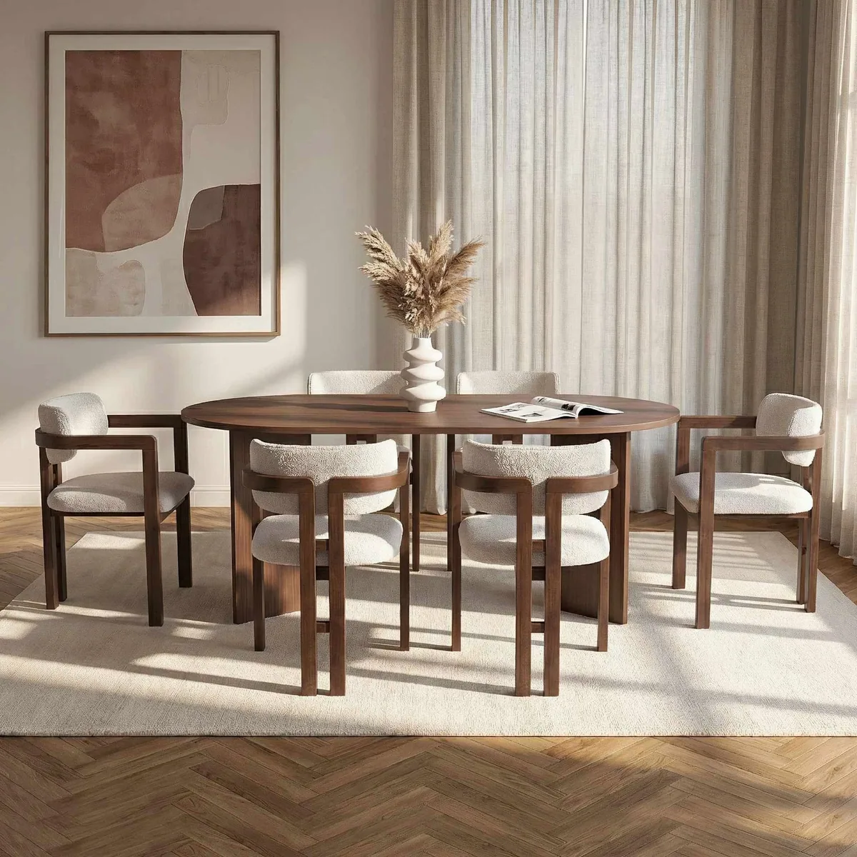 Skye Decor Essgruppe Sablin Modern Set, stilvolles 7-teiliges Set mit Tisch und 6 Stühlen 3