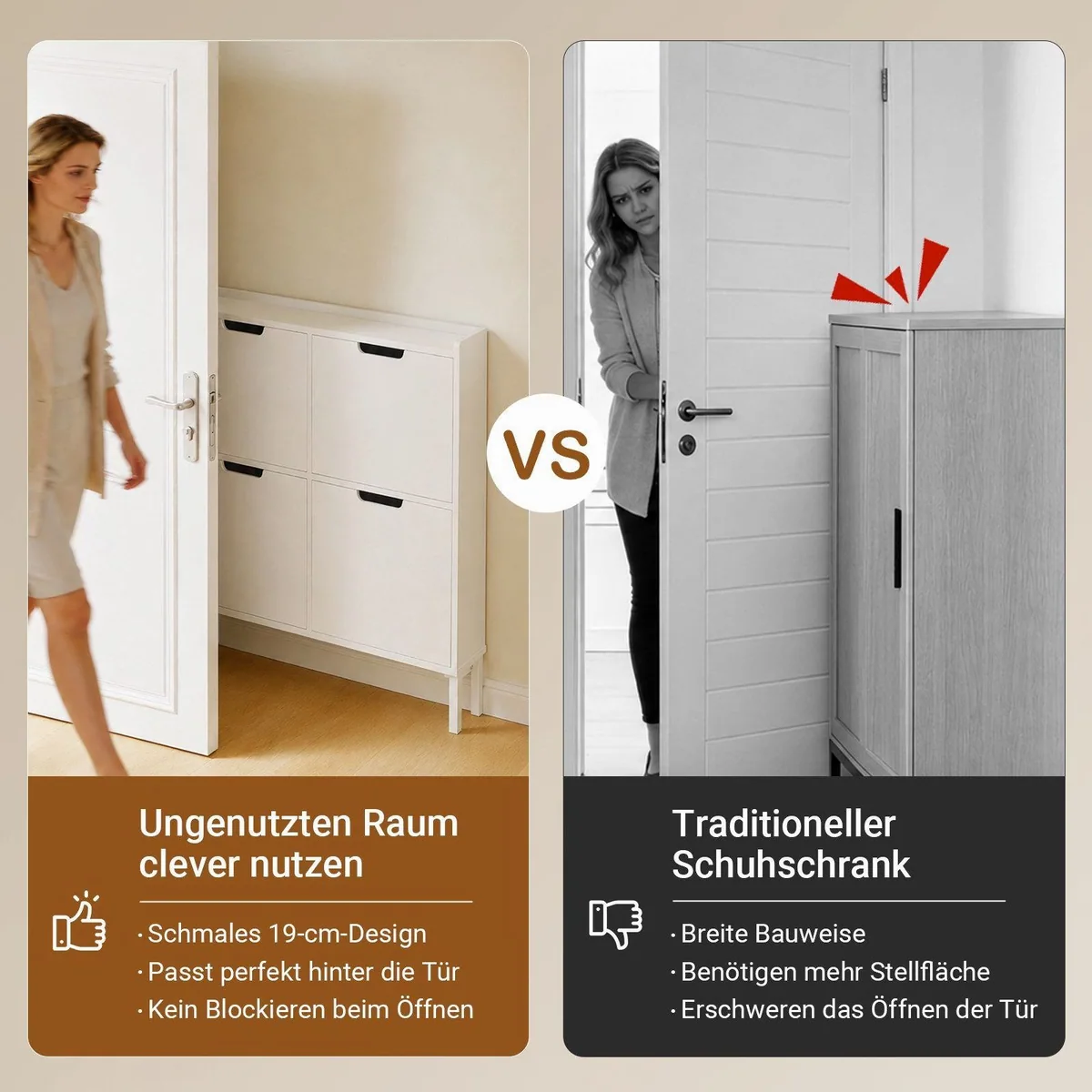 SoBuy Schuhkipper FSR100, schmaler Schuhschrank mit 4 Klappen für enge Flure 5