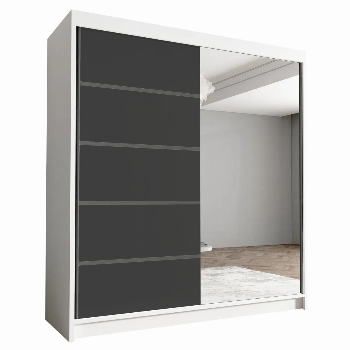 Sofnet Kleiderschrank Harry III, mit Spiegel, Schiebetüren, geräumig — 180x215x58 cm