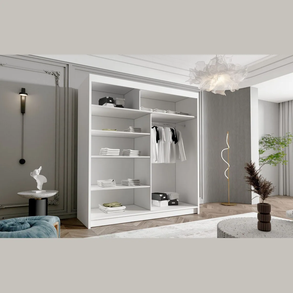 Sofnet Kleiderschrank Harry III, mit Spiegel, Schiebetüren, geräumig — 180x215x58 cm 3