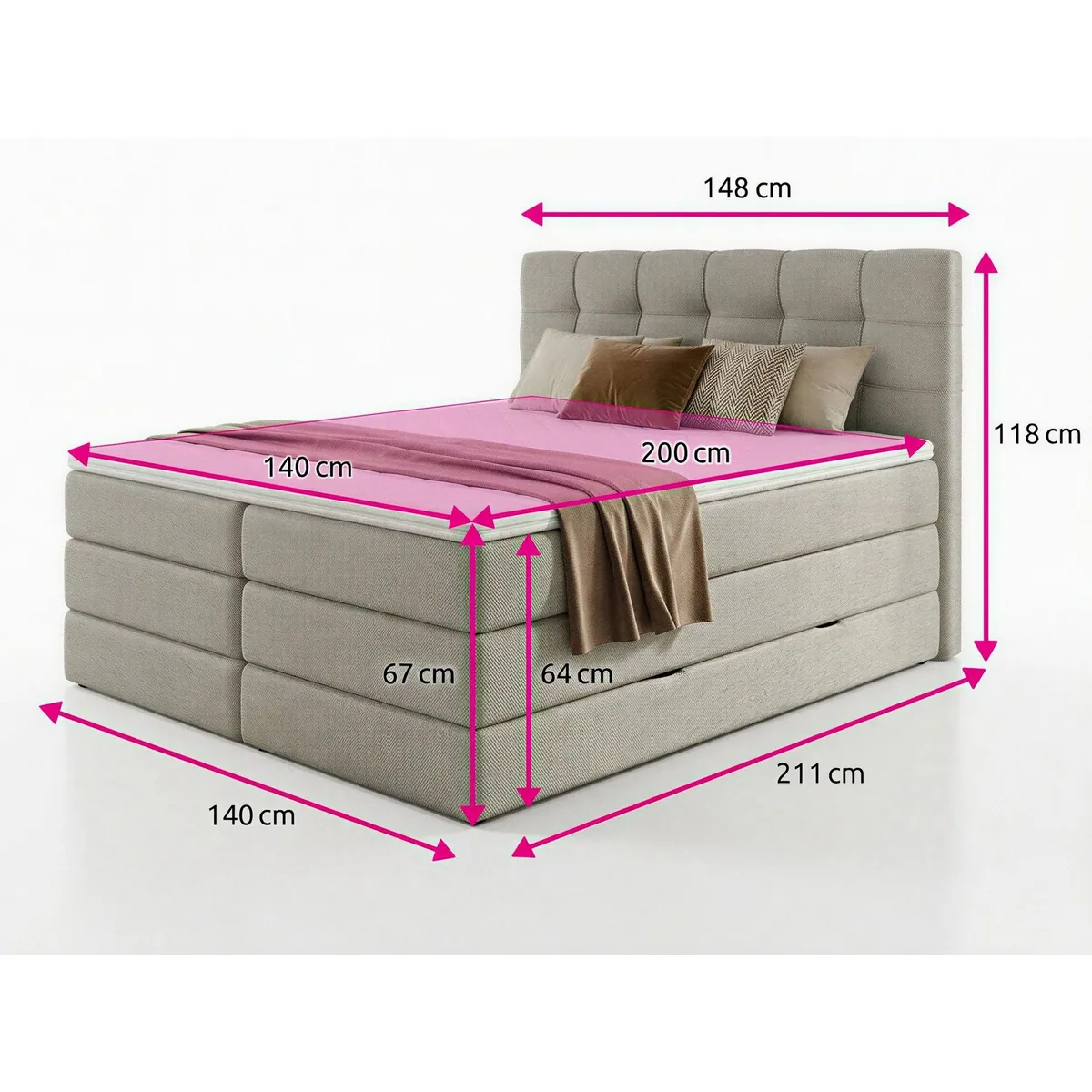 Sofnet Boxspringbett Best XL, mit Stauraumbettkästen und Taschenfederkernmatratze 4
