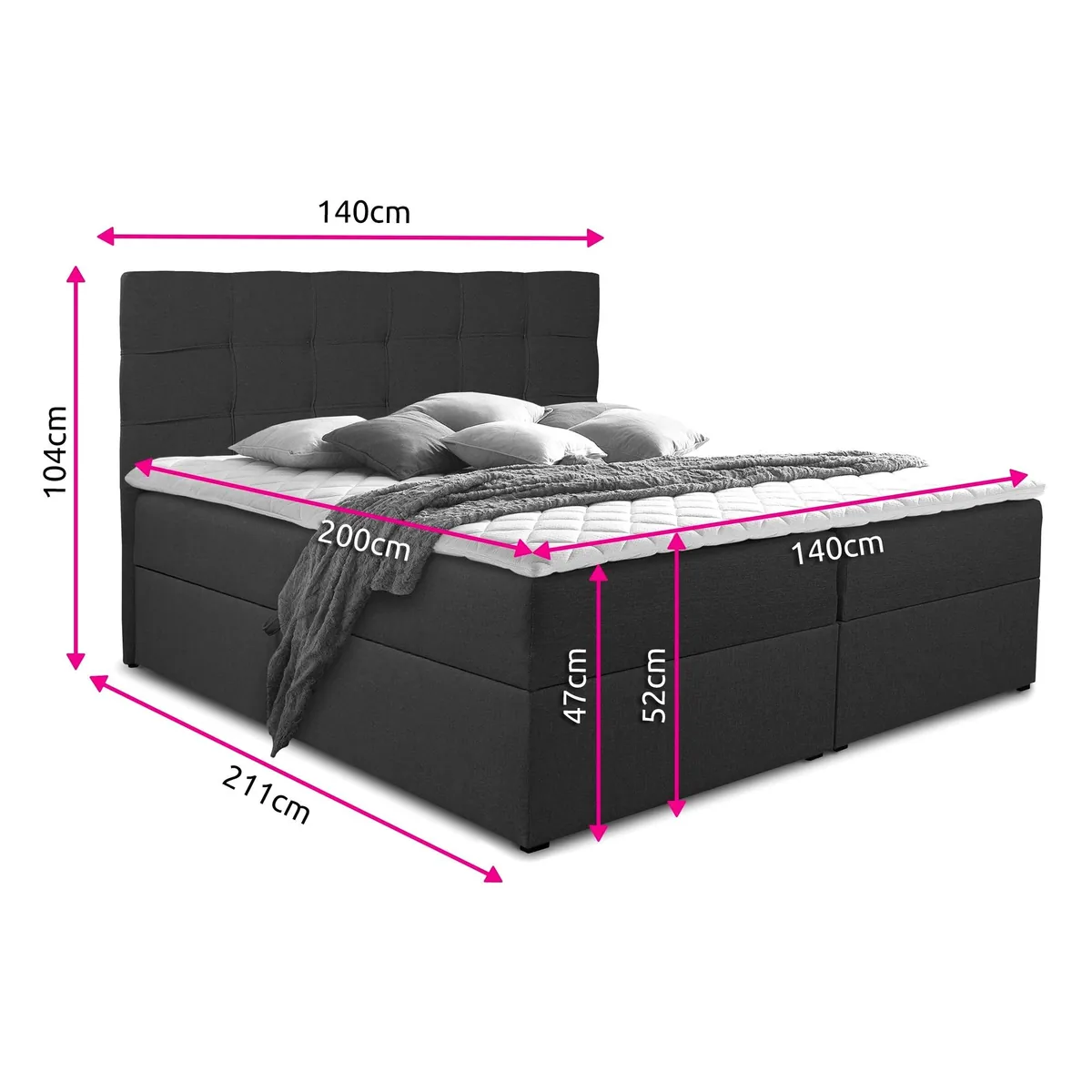 Sofnet Boxbett Best, Doppelbett mit Bettkästen, Bonell-Matratze und Topper 5