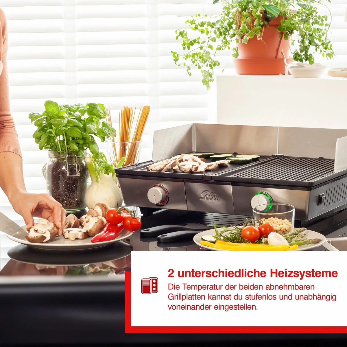 SOLIS OF SWITZERLAND Tischgrill Deli Grill, 2200 W, abnehmbare Grillplatten, optimale Wärmeübertragung 2