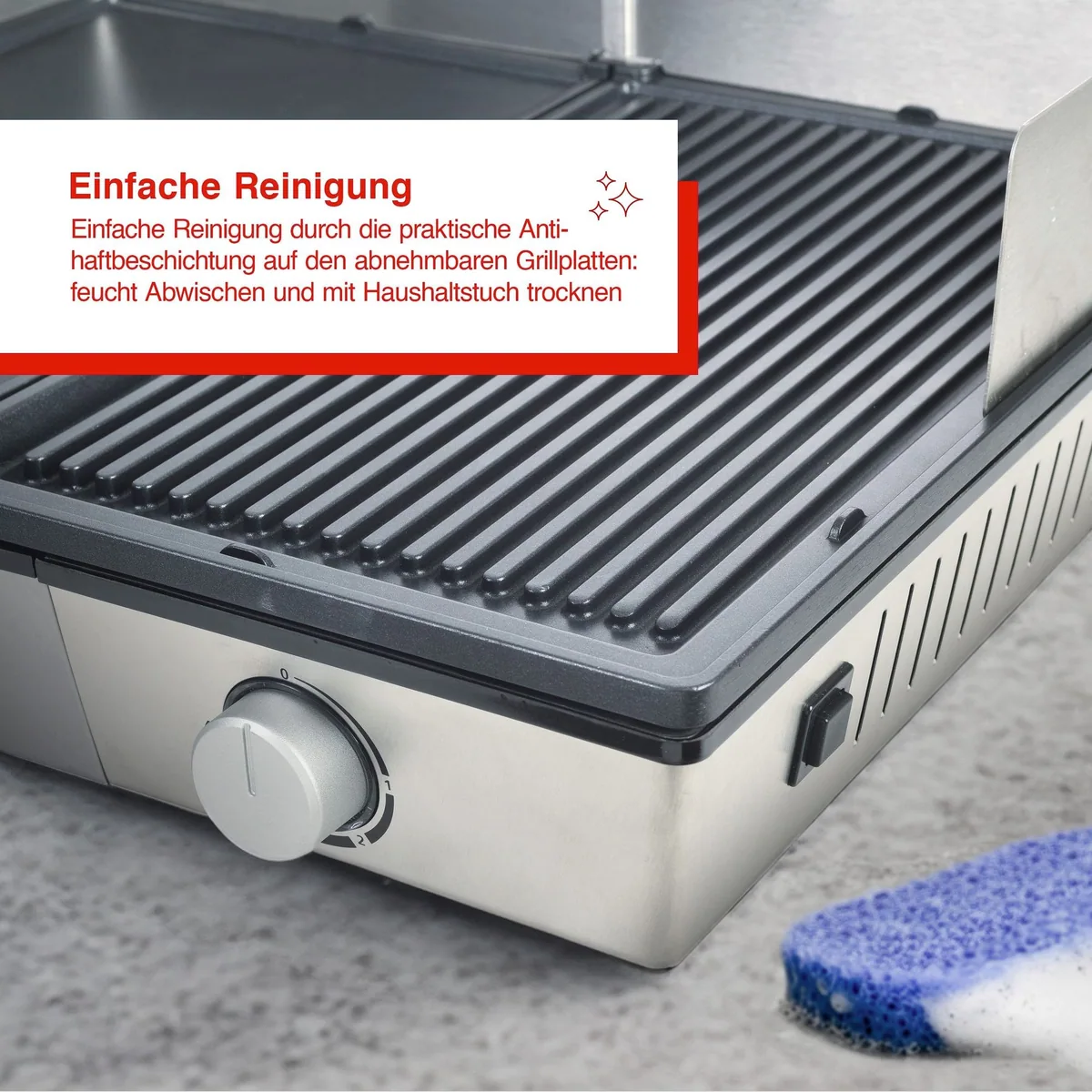 SOLIS OF SWITZERLAND Tischgrill Deli Grill, 2200 W, abnehmbare Grillplatten, optimale Wärmeübertragung 5