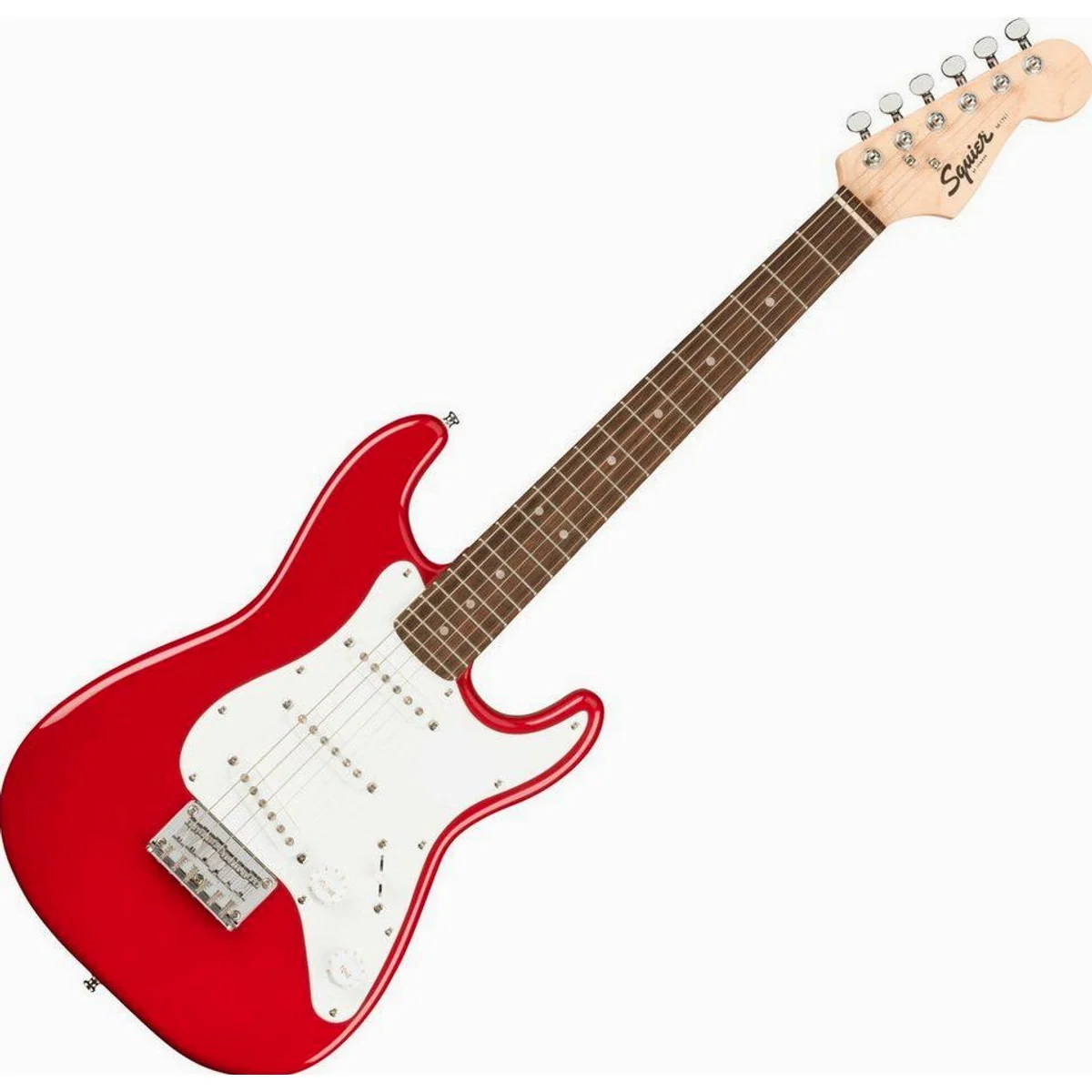 Squier Mini Stratocaster Dakota Red, kompakte E-Gitarre mit vielseitigem Sound