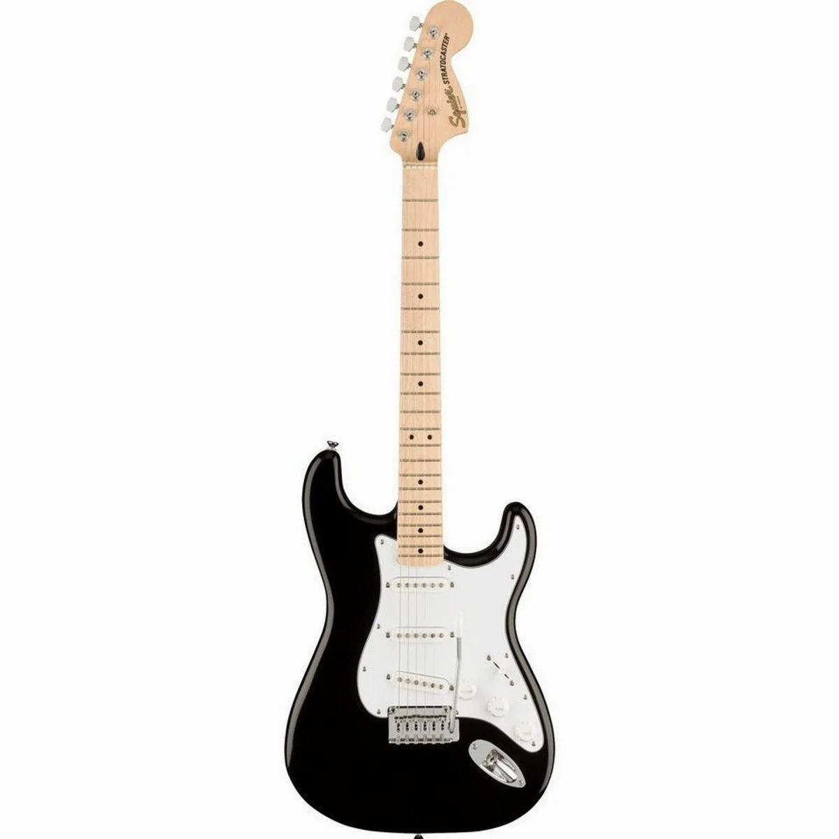 Squier Affinity Stratocaster E-Gitarre, Hochglanz Schwarz, 21 Bünde, SSS Tonabnehmer