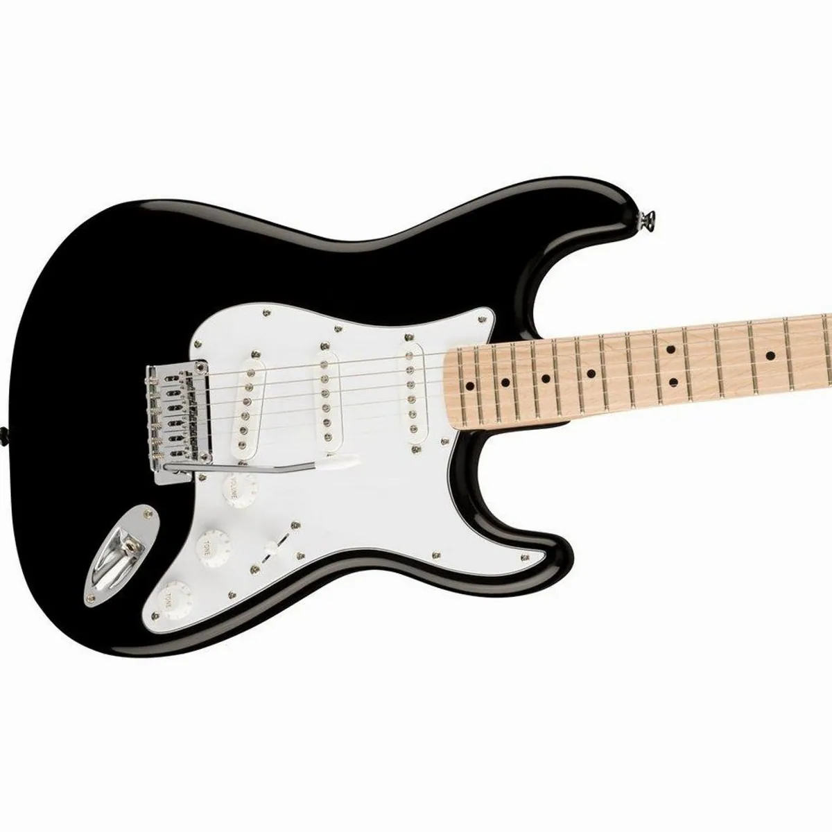 Squier Affinity Stratocaster E-Gitarre, Hochglanz Schwarz, 21 Bünde, SSS Tonabnehmer 3