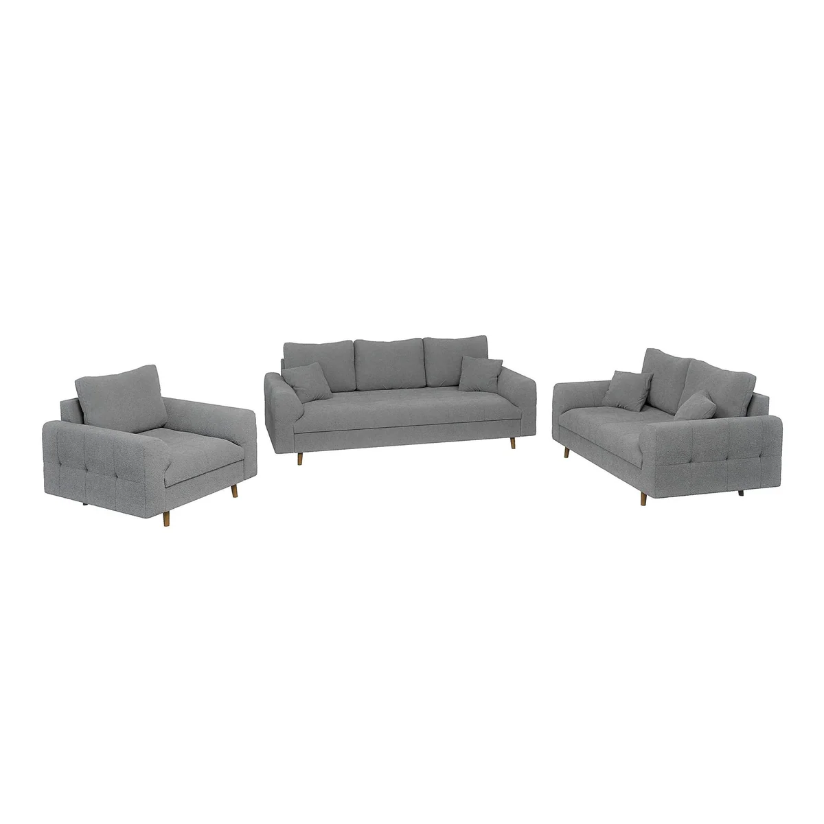 S-Style Möbel Polstergarnitur Leif, skandinavischer Stil, gemütlicher Boucle-Stoff — 3-Sitzer, 2-Sitzer, Sessel 2