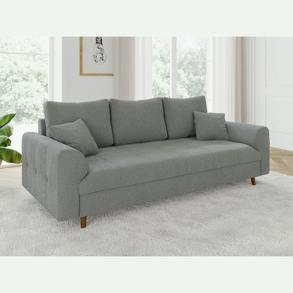 S-Style Möbel Polstergarnitur Leif, skandinavischer Stil, gemütlicher Boucle-Stoff — 3-Sitzer, 2-Sitzer, Sessel 3
