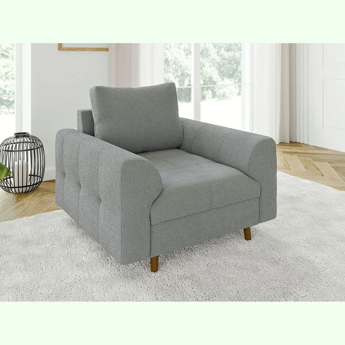 S-Style Möbel Polstergarnitur Leif, skandinavischer Stil, gemütlicher Boucle-Stoff — 3-Sitzer, 2-Sitzer, Sessel 5