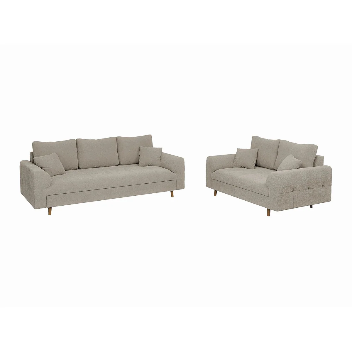 S-Style Möbel Polstergarnitur Leif, skandinavischer Stil, Boucle-Stoff — 3-Sitzer & 2-Sitzer inklusive Kissen 2