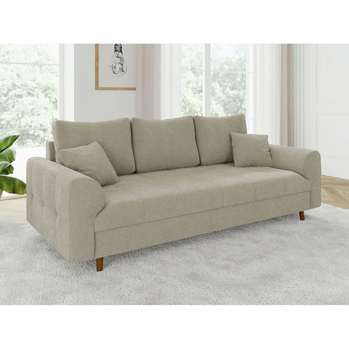 S-Style Möbel Polstergarnitur Leif, skandinavischer Stil, Boucle-Stoff — 3-Sitzer & 2-Sitzer inklusive Kissen 3