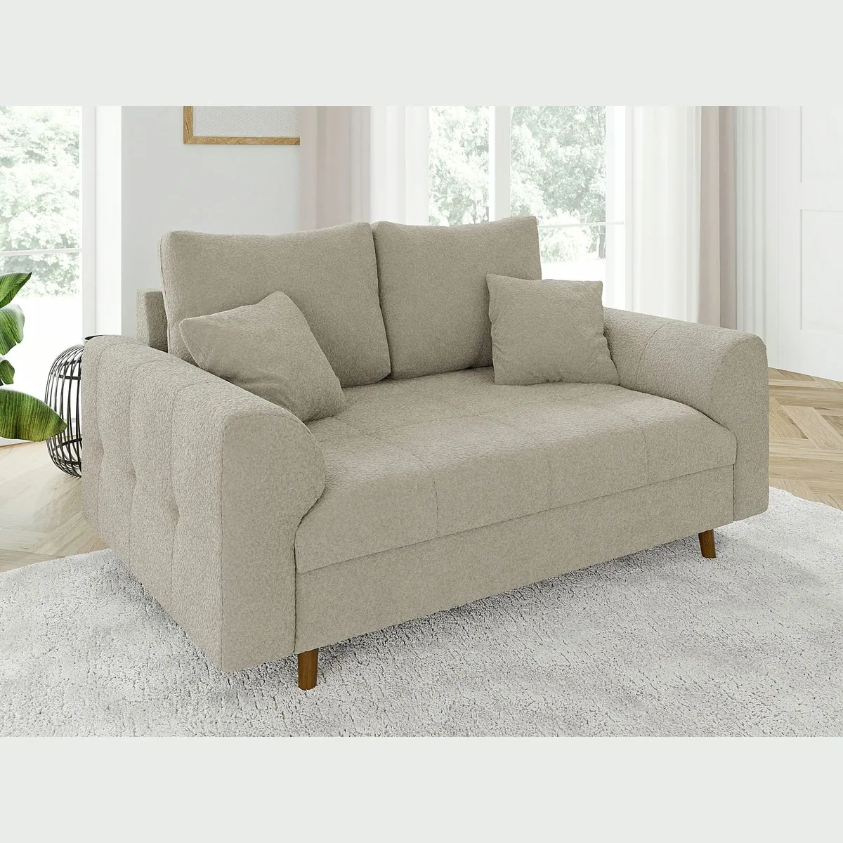 S-Style Möbel Polstergarnitur Leif, skandinavischer Stil, Boucle-Stoff — 3-Sitzer & 2-Sitzer inklusive Kissen 4