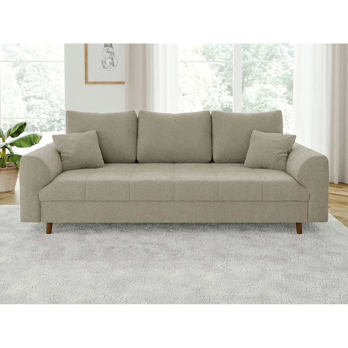 S-Style Möbel Polstergarnitur Leif, skandinavischer Stil, Boucle-Stoff — 3-Sitzer & 2-Sitzer inklusive Kissen 5