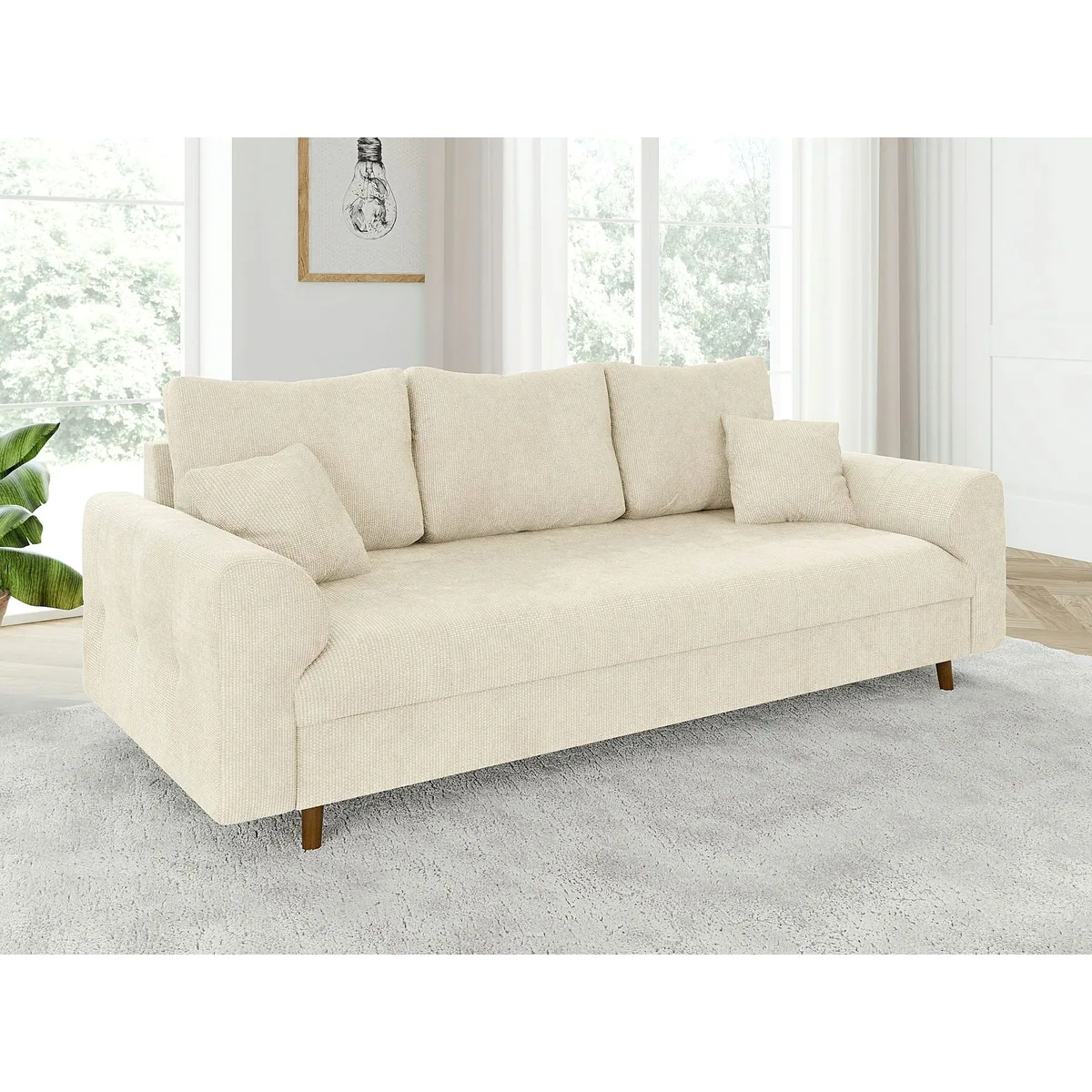 S-Style Möbel Polstergarnitur Kristian, skandinavisches Design, Chenille-Stoff, braune Holzfüße 3