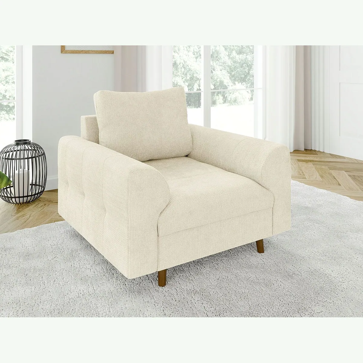 S-Style Möbel Polstergarnitur Kristian, skandinavisches Design, Chenille-Stoff, braune Holzfüße 5