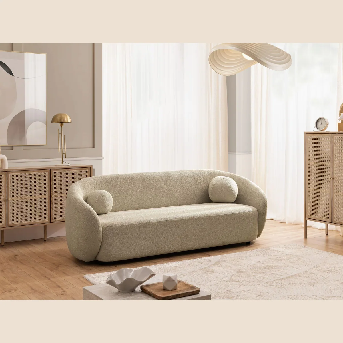 S-Style Möbel Roundi Polstergarnitur 3+2+1, Eleganz & Komfort in Bouclé 2