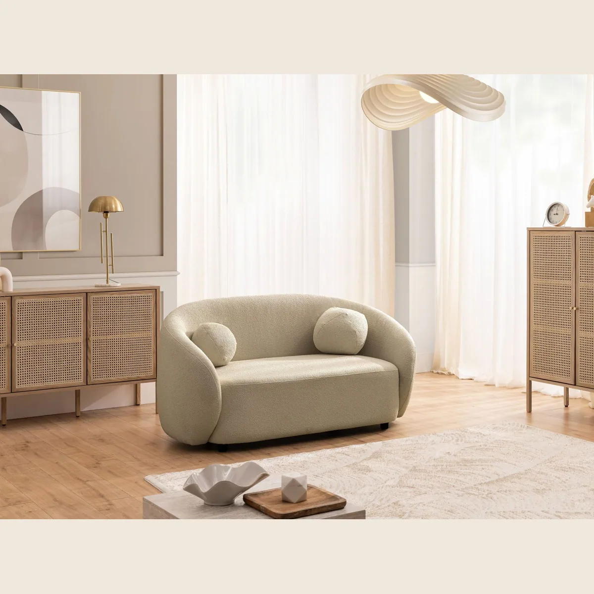 S-Style Möbel Roundi Polstergarnitur 3+2+1, Eleganz & Komfort in Bouclé 3